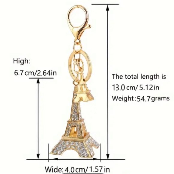 NEW❤️ Eiffel Tower Keychain with Sparkling Rhinestones - Picture 6 of 14